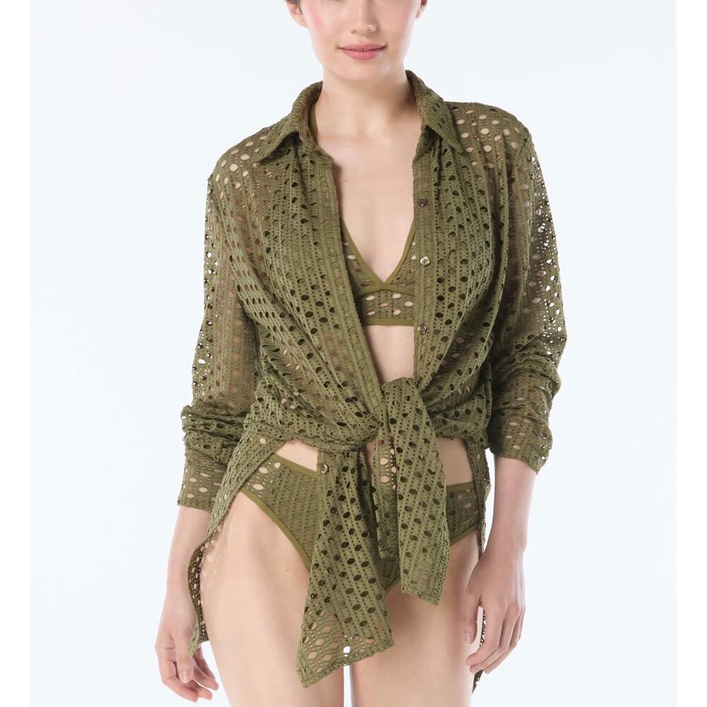 New Carmen Marc valvo crochet coverup tunic top - Picture 3 of 5